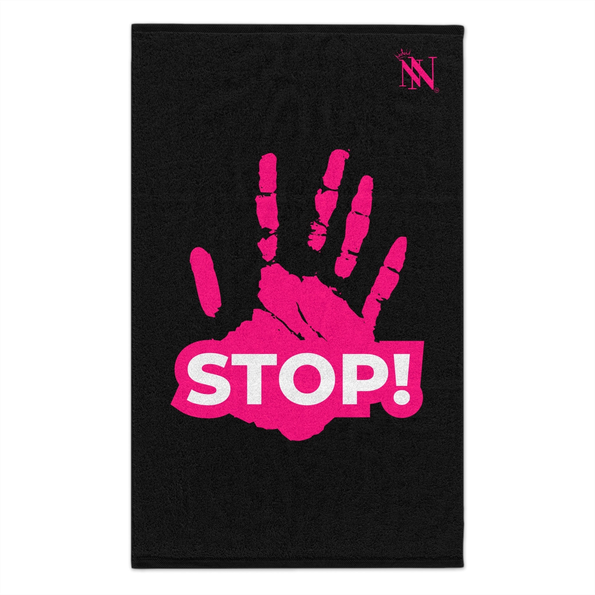 Stop! Handprint Black | Mix & Match Soft Fun-Flirty Lovers’ Towels