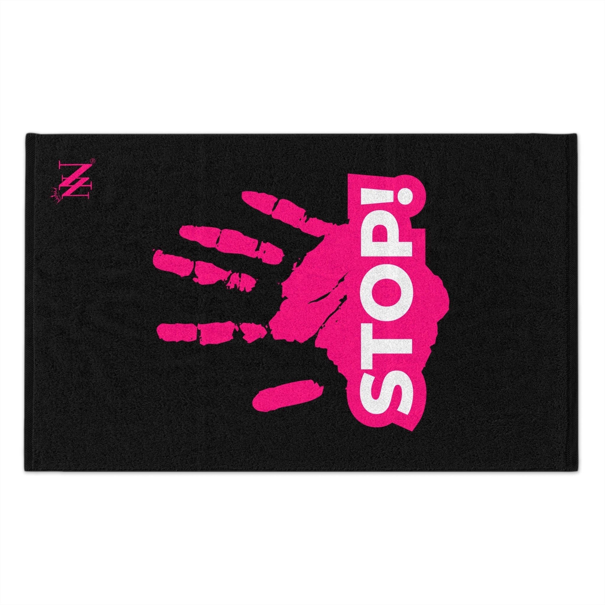 Stop! Handprint Black | Mix & Match Soft Fun-Flirty Lovers’ Towels