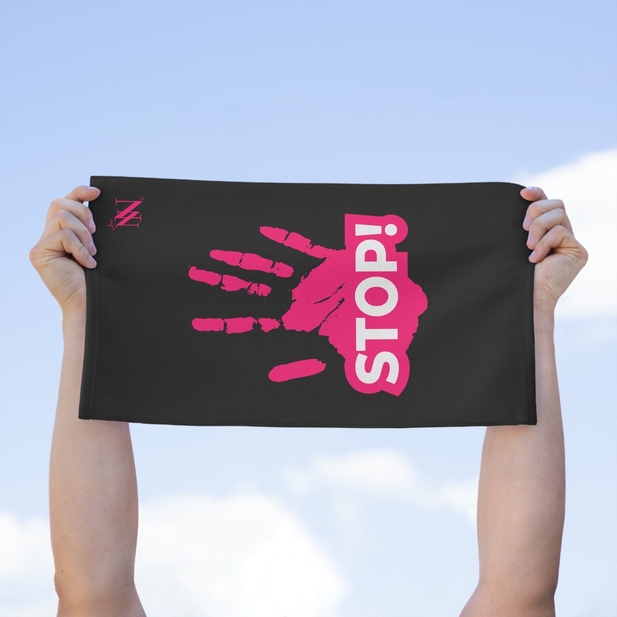 Stop! Handprint Black | Mix & Match Soft Fun-Flirty Lovers’ Towels