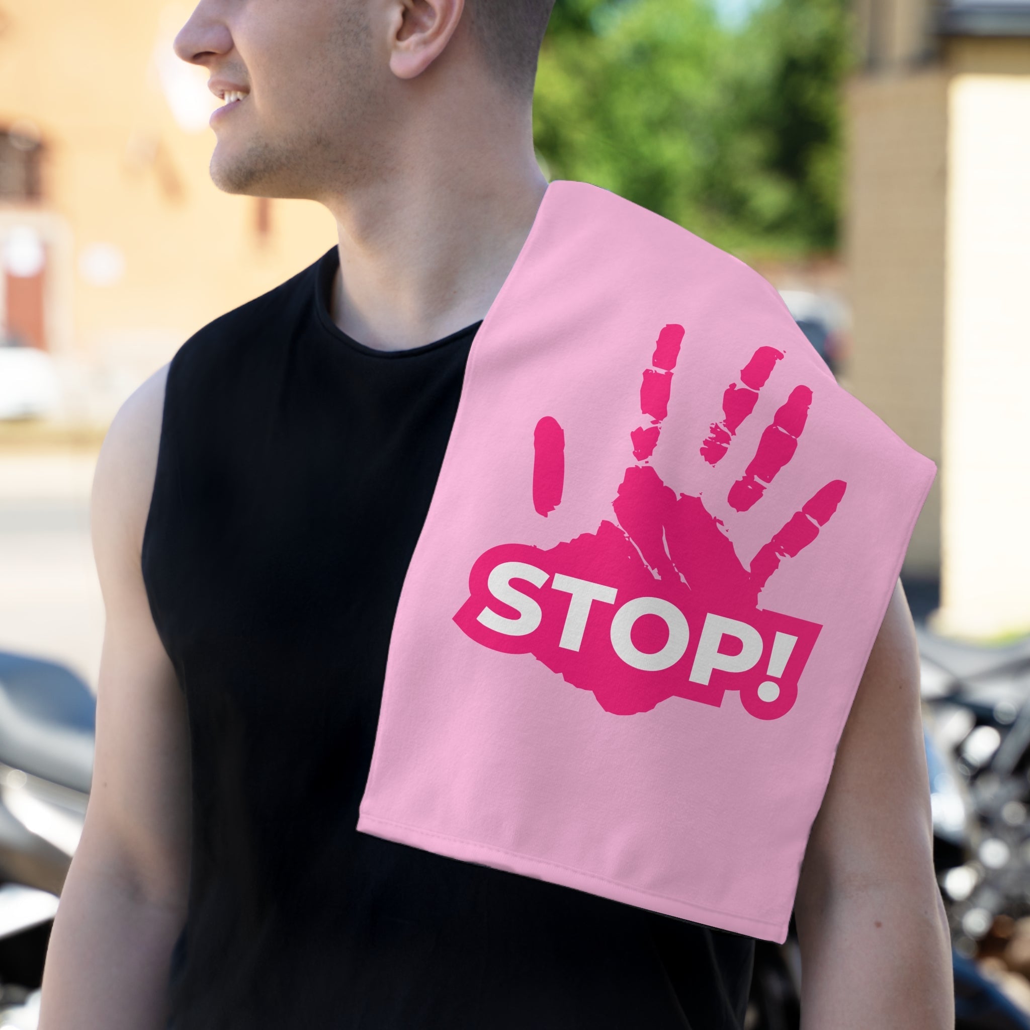 Stop! Handprint Light Pink | Mix & Match Soft Fun-Flirty Lovers’ Towels