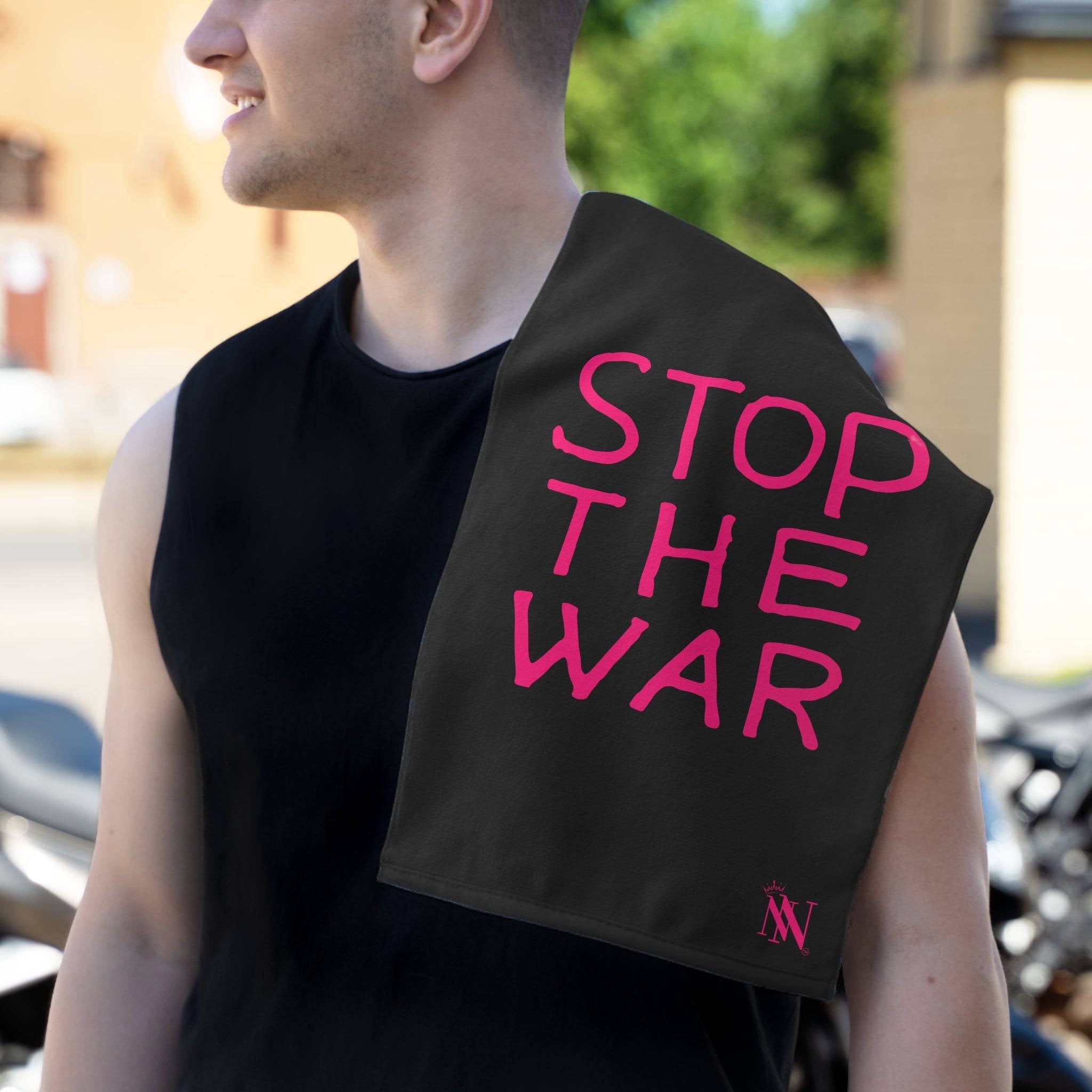 Stop the War Black Mix Match Soft Sex Towels | Flirty Lovers’ Gifts
