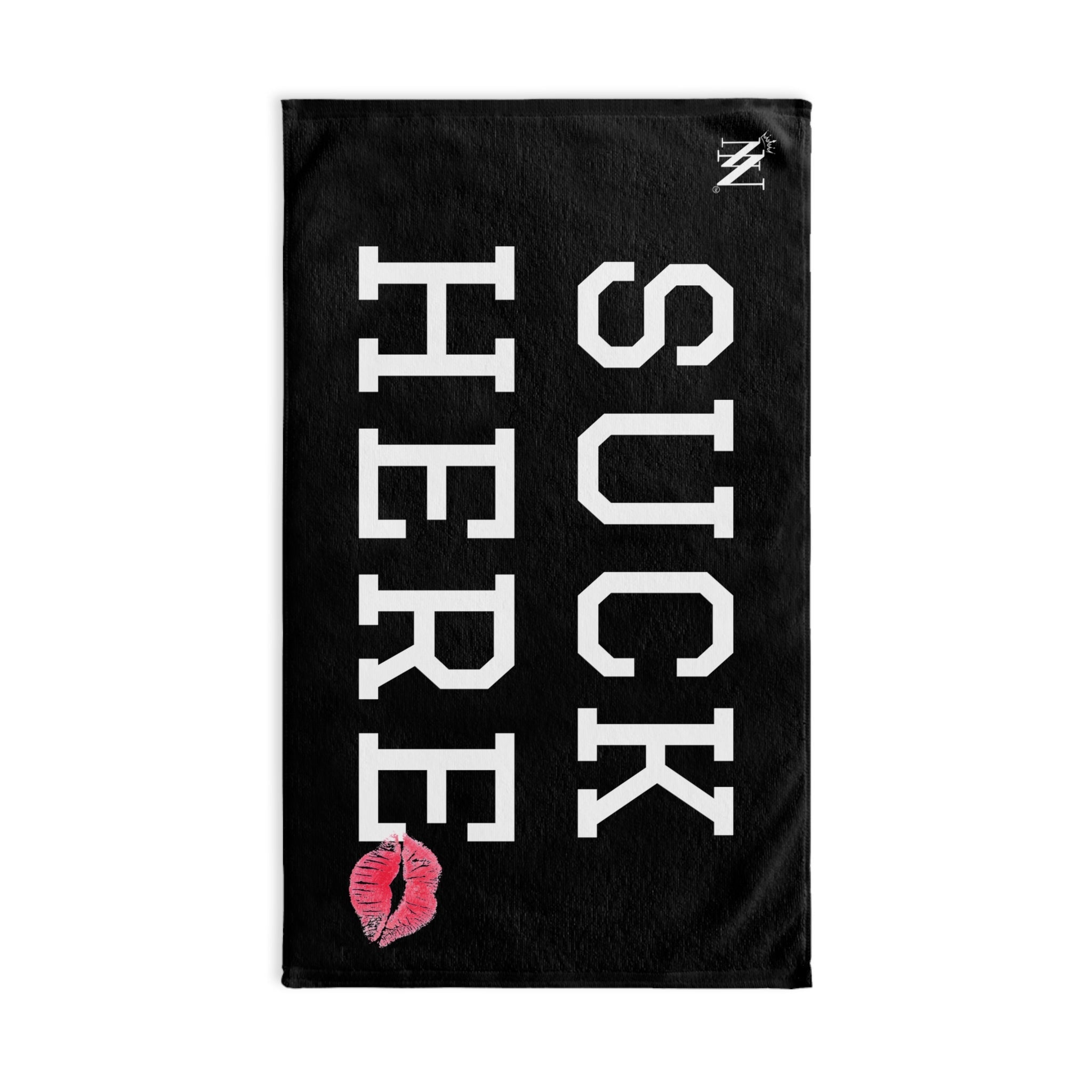 Suck Here Lips Kiss Black | Mix & Match Original Fun-Flirty Lovers’ Towel