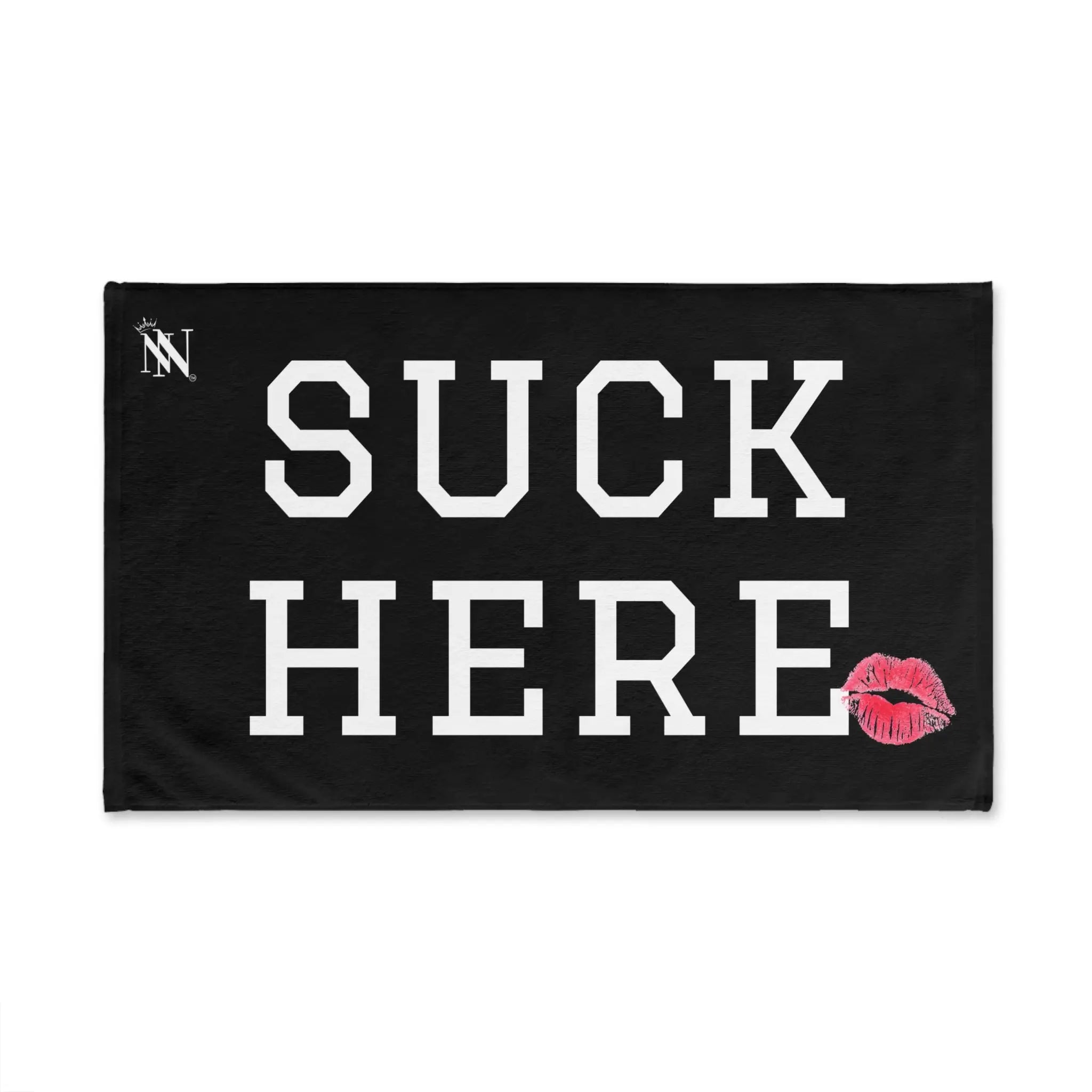 Suck Here Lips Kiss Black | Mix & Match Original Fun-Flirty Lovers’ Towel