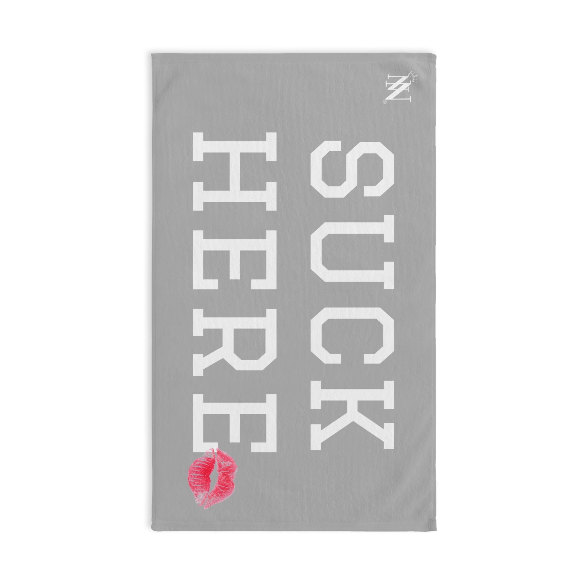 Suck Here Lips Kiss Light Grey | Mix & Match Original Fun-Flirty Lovers’ Towel