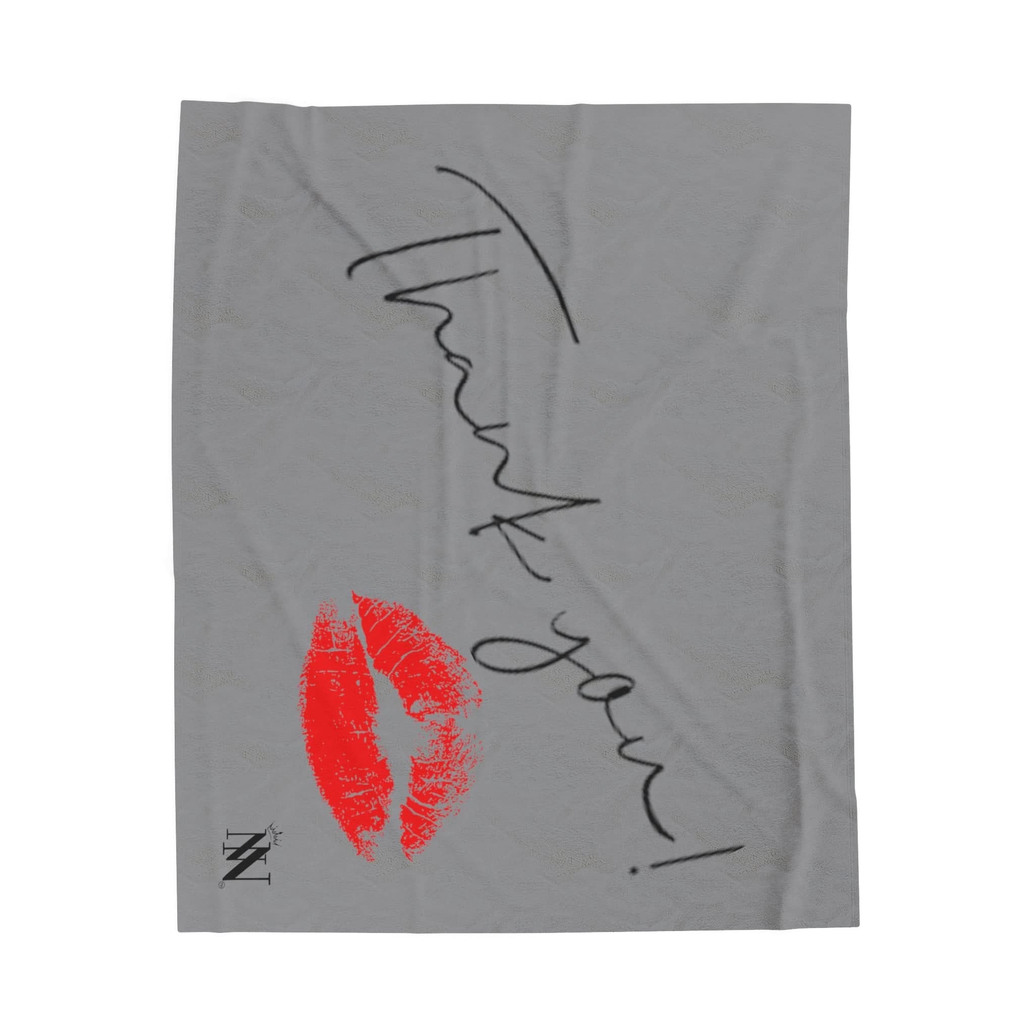 Thank You Kiss Grey | Mix & Match Soft Fun-Flirty Lovers’ Blankets