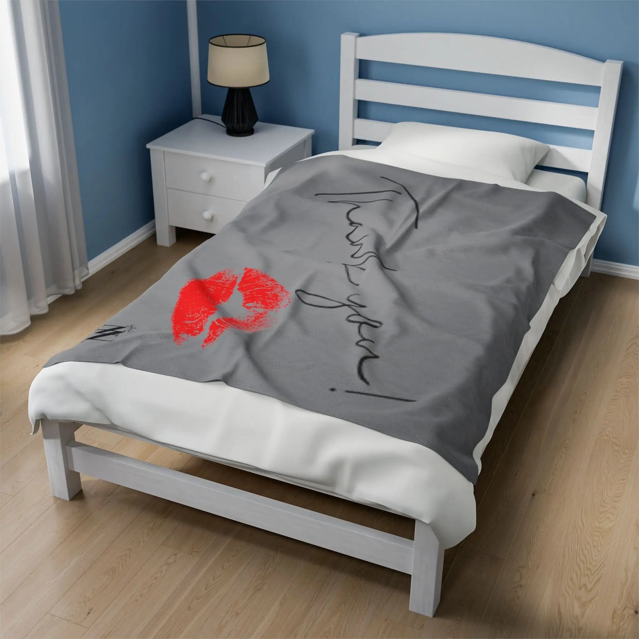 Thank You Kiss Grey | Mix & Match Soft Fun-Flirty Lovers’ Blankets