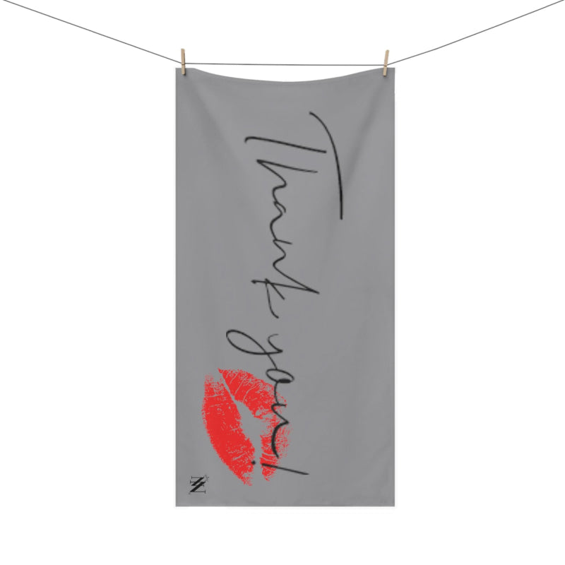 Thank You Kiss Grey | Mix & Match XL Fun-Flirty Lovers’ Towels
