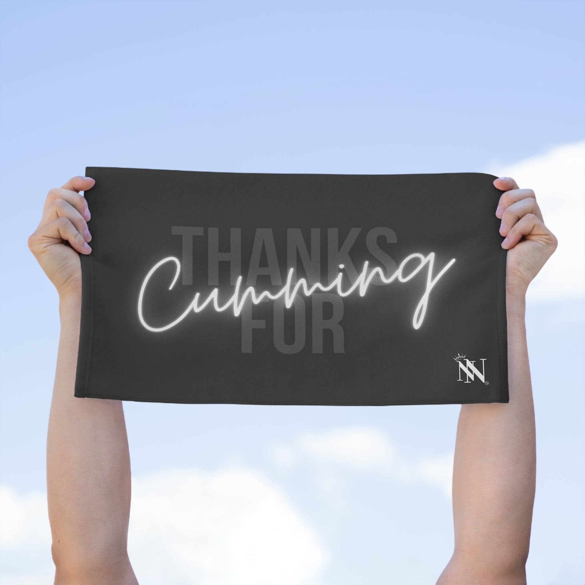 Thanks for Cumming Grey Mix & Match Soft Sex Towels | Flirty Lovers’ Gifts