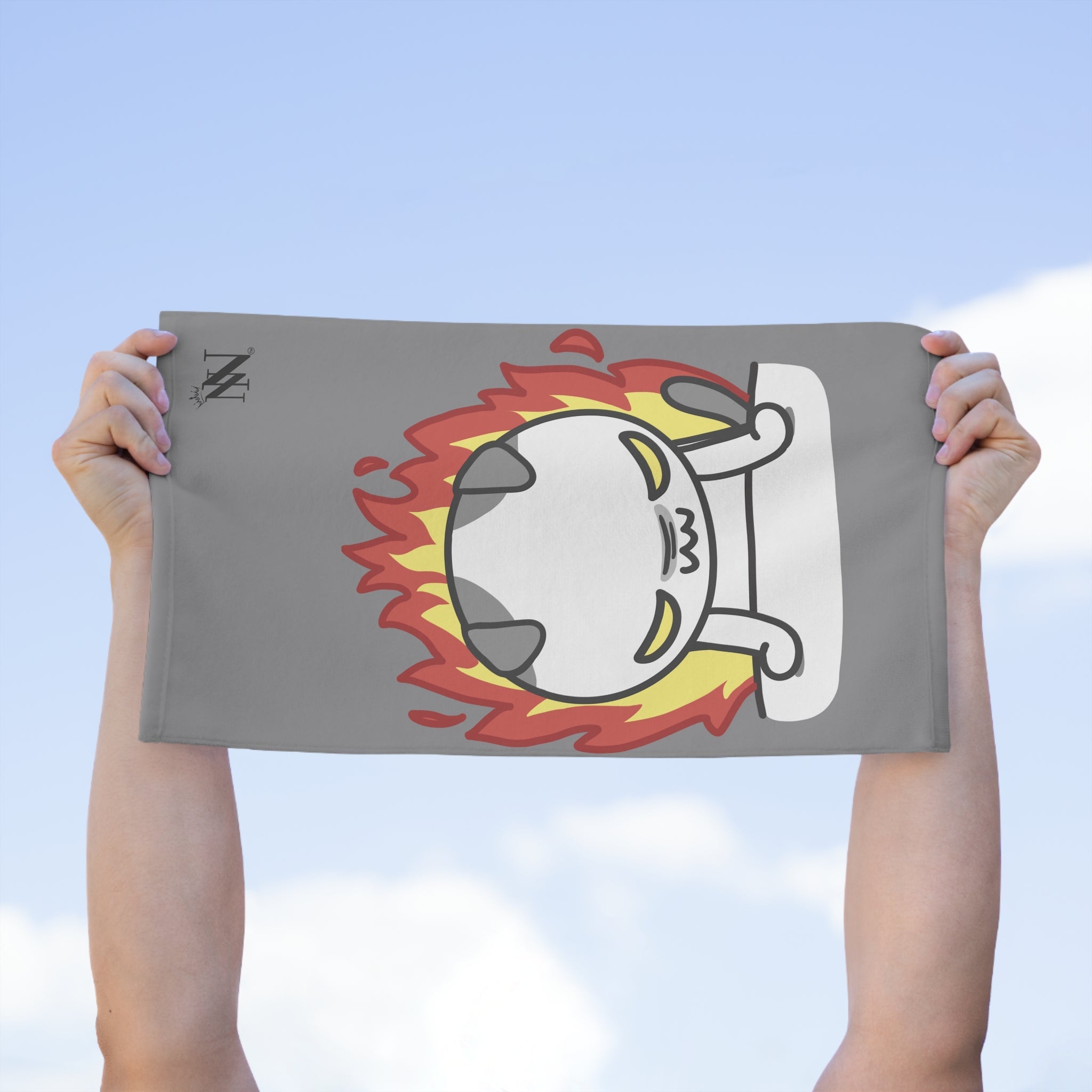 This Kitty Is On Fire Grey | Mix & Match Soft Fun-Flirty Lovers’ Towels