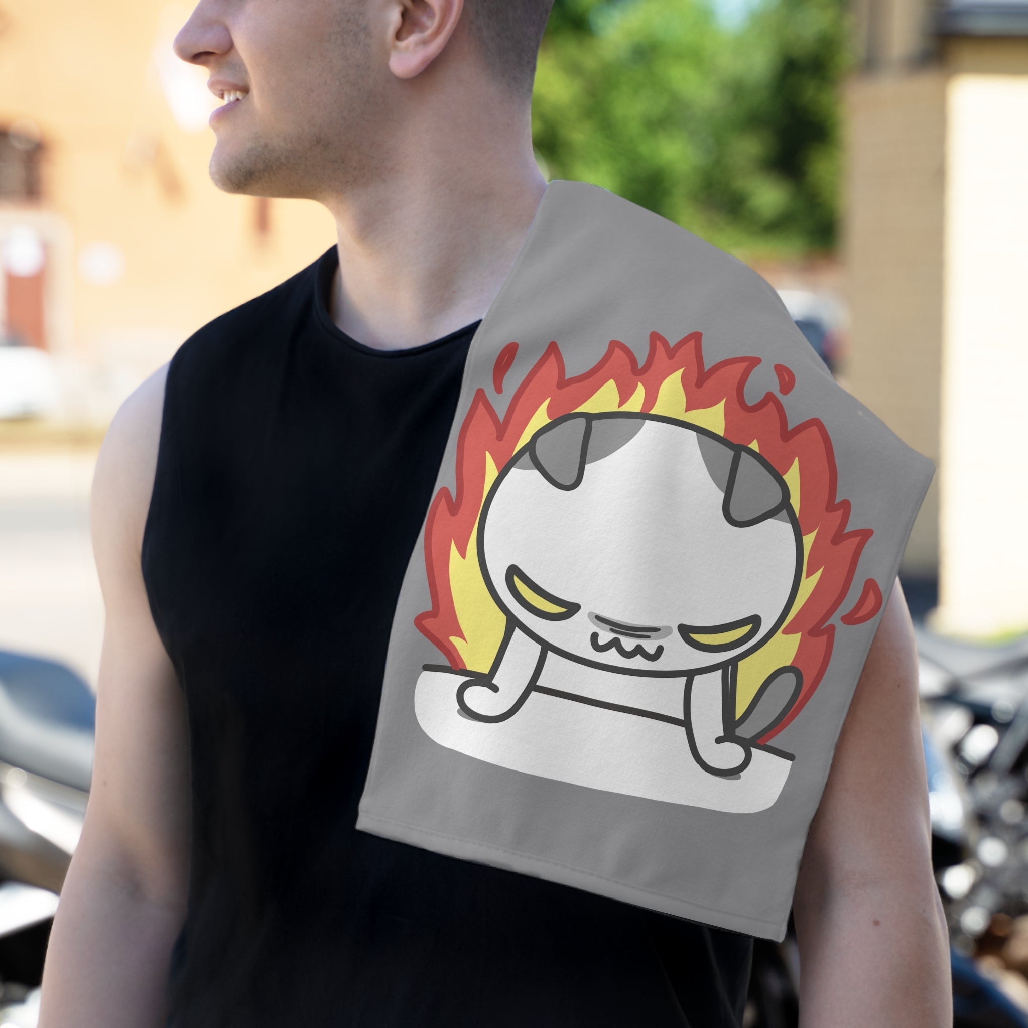 This Kitty Is On Fire Grey | Mix & Match Soft Fun-Flirty Lovers’ Towels