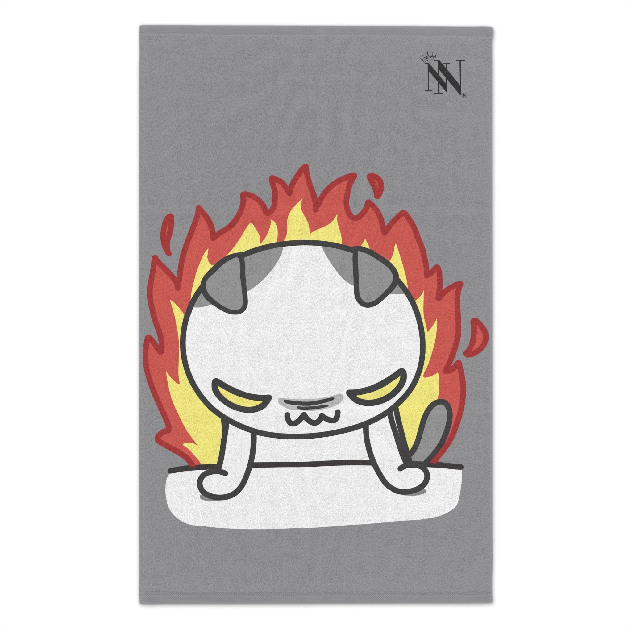 This Kitty Is On Fire Grey | Mix & Match Soft Fun-Flirty Lovers’ Towels