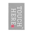 Touch Here Lips Kiss Light Grey | Mix & Match Original Fun-Flirty Lovers’ Towels