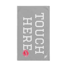 Touch Here Lips Kiss Light Grey | Mix & Match Original Fun-Flirty Lovers’ Towels