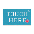 Touch Here Lips Kiss Turquoise | Mix & Match Original Fun-Flirty Lovers’ Towels