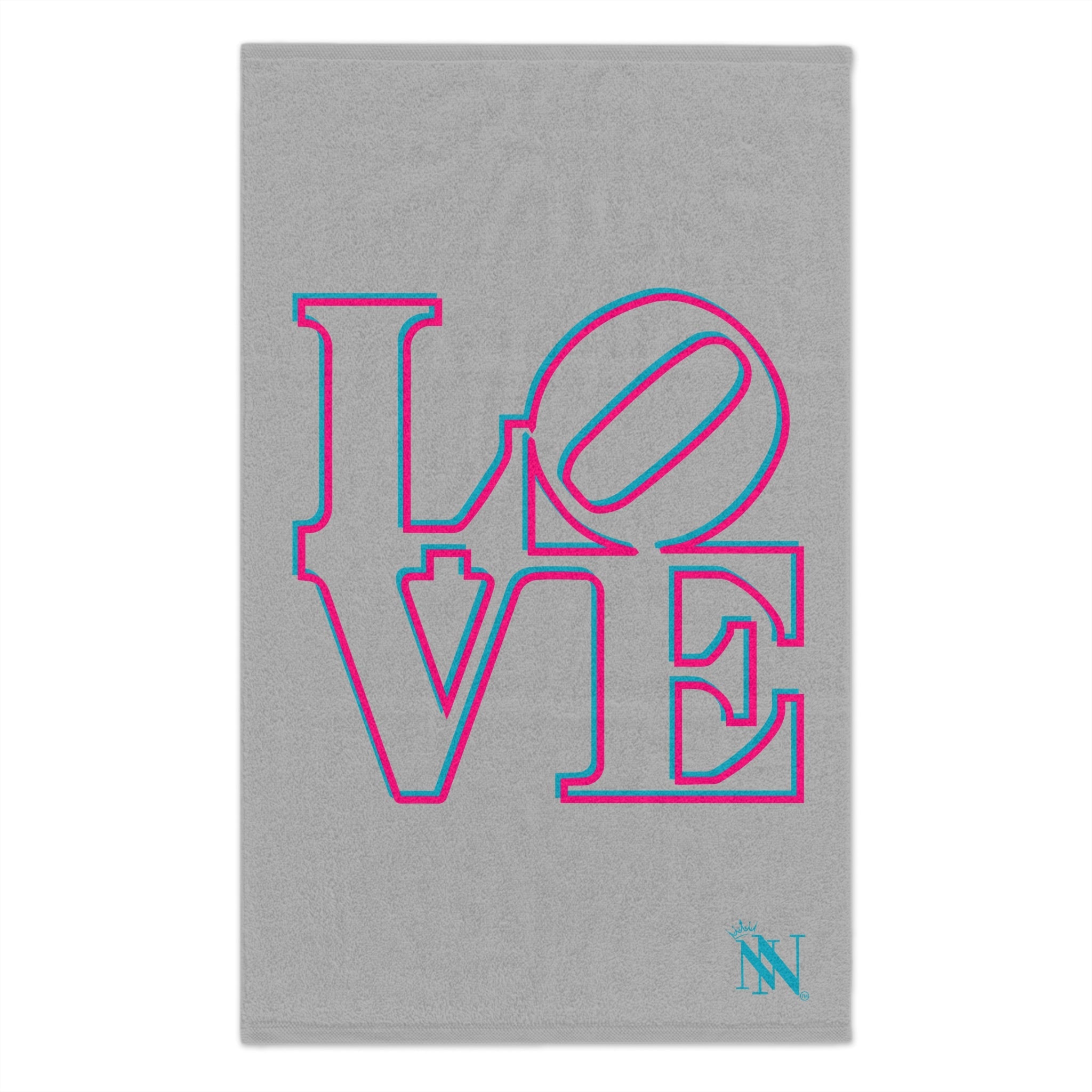 Two-Dimensional Love Light Grey | Mix & Match Soft Fun-Flirty Lovers’ Towels