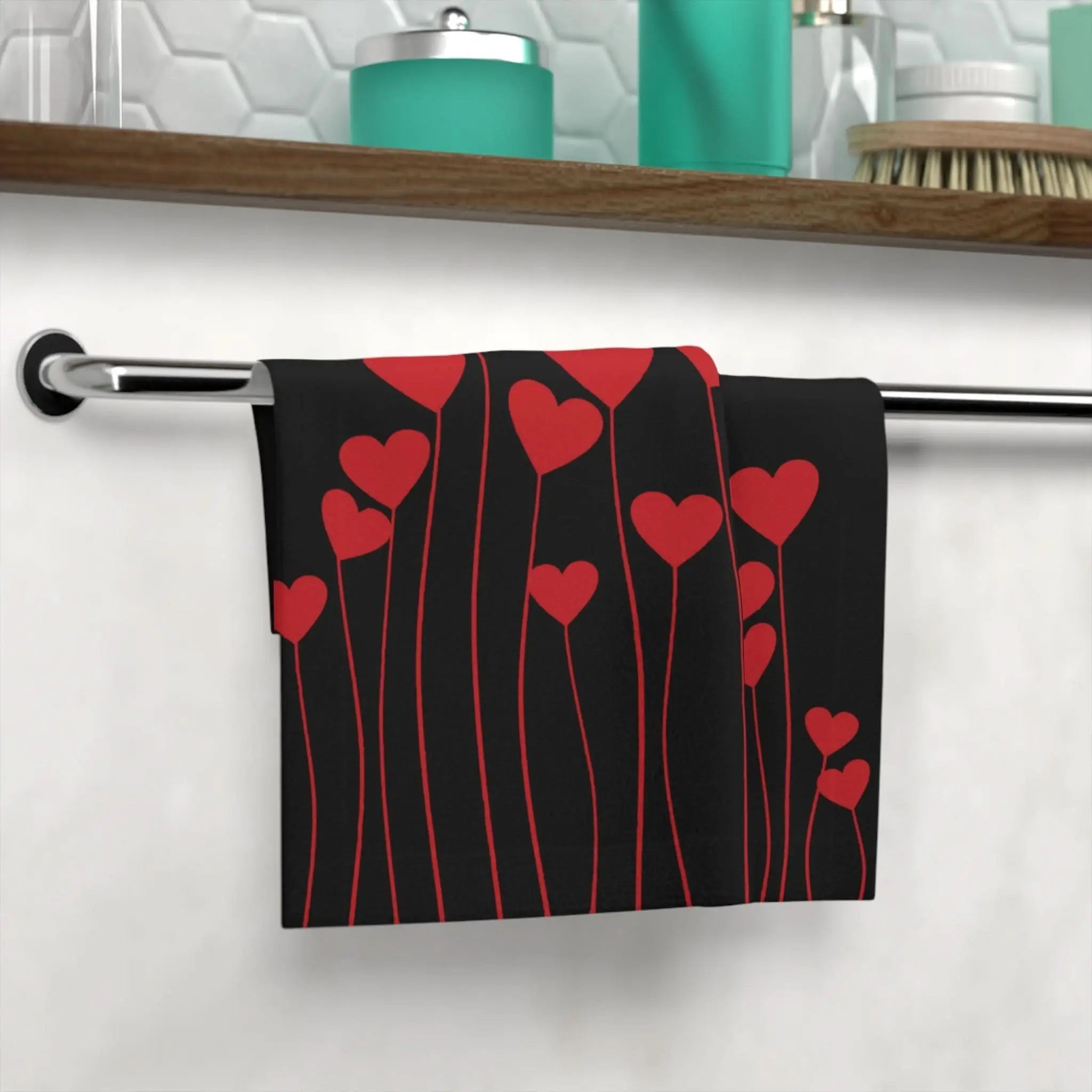 Valentine Love Flower Black | Mix & Match Lils’ Fun-Flirty Lovers’ Towels