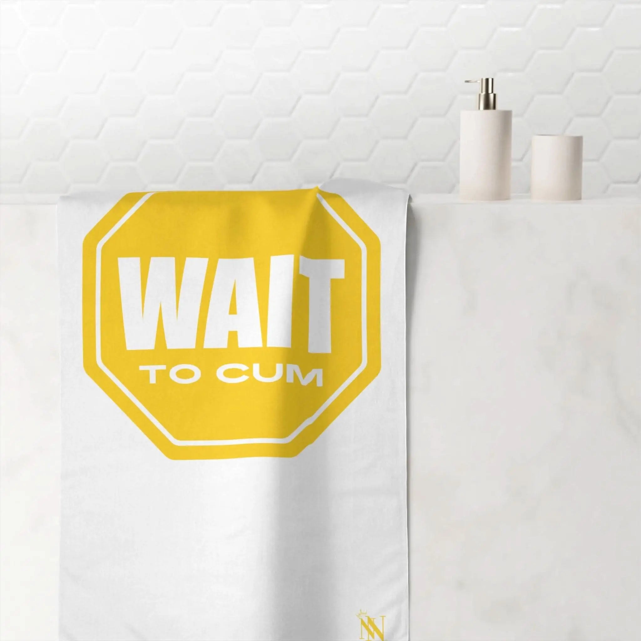 Wait to Cum Sign | Mix & Match Naughty XL Fun-Flirty Lovers’ Towels