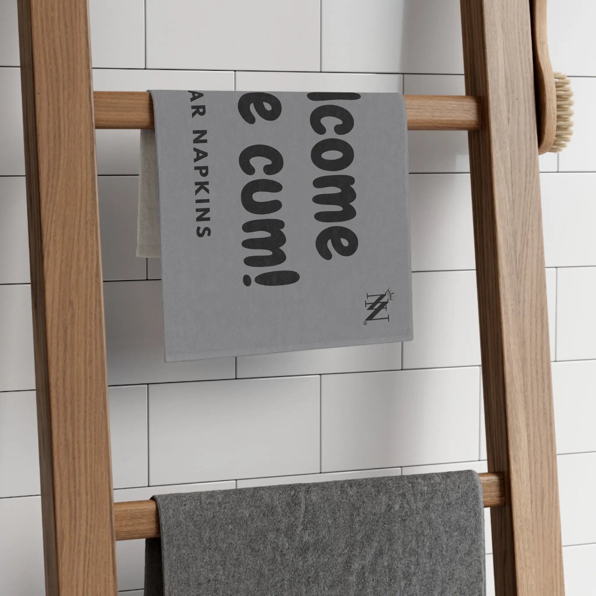 Welcome Little Cum! Grey | Mix & Match Soft Fun-Flirty Lovers’ Towels