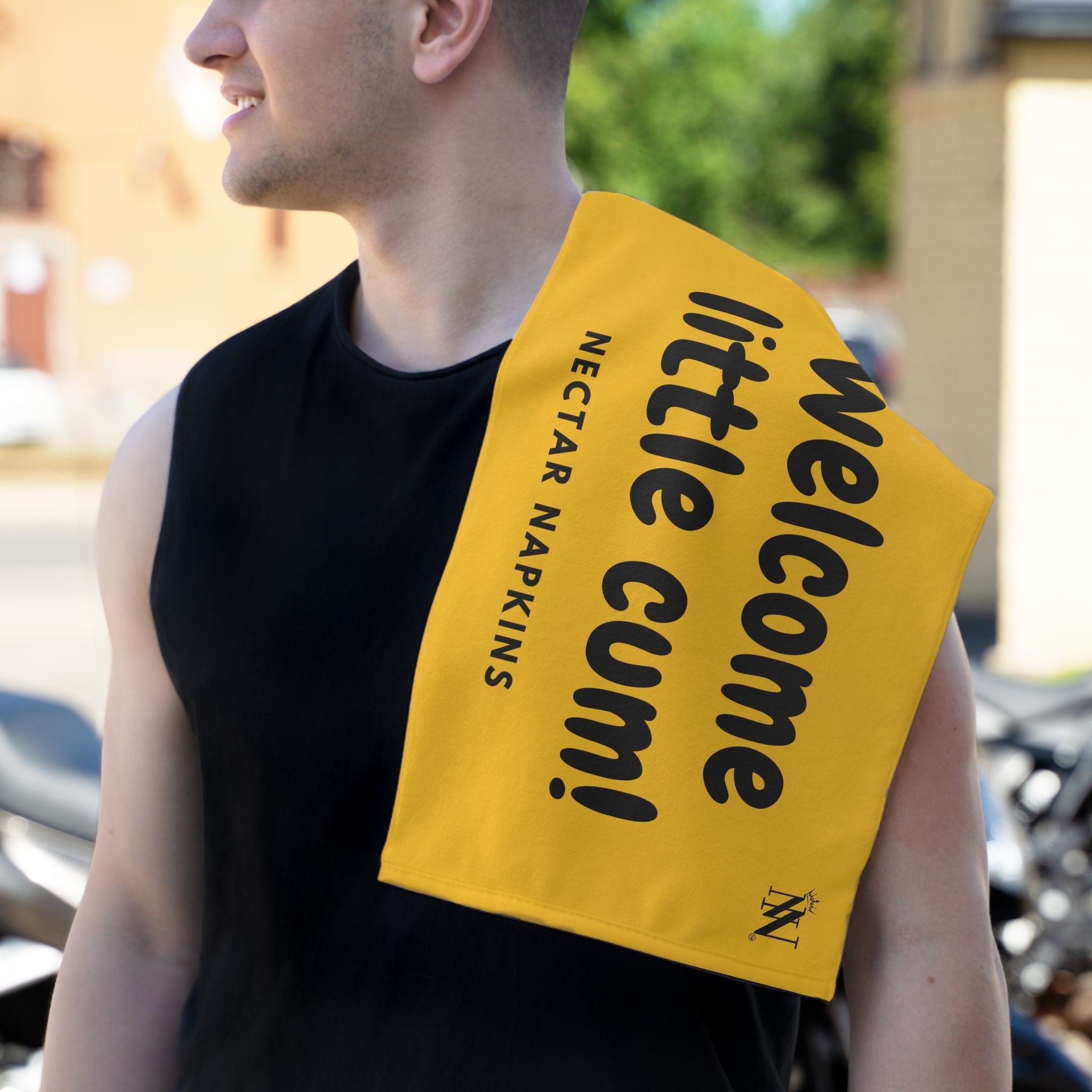 Welcome Little Cum! Yellow | Mix & Match Soft Fun-Flirty Lovers’ Towels