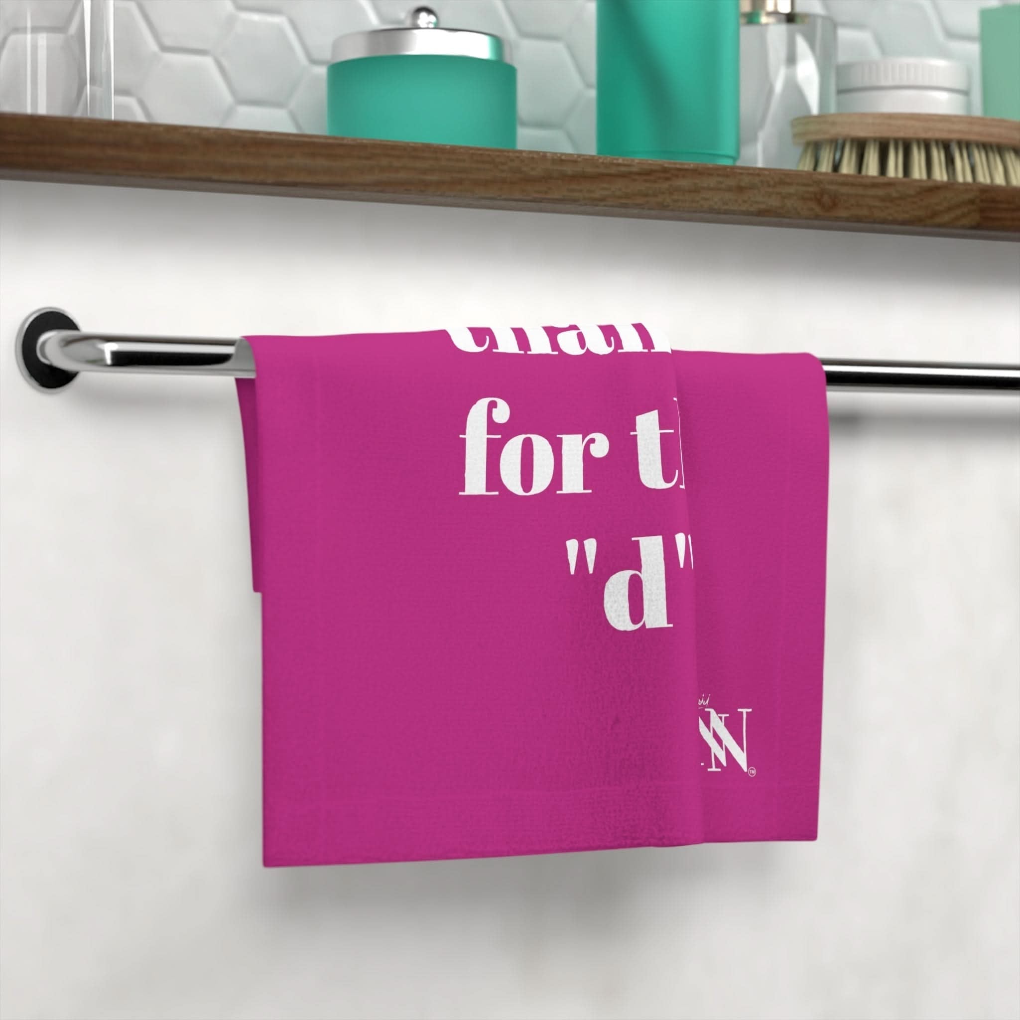 White Thanks for the d W/Fuscia | Mix & Match Lils’ Fun-Flirty Lovers’ Towels