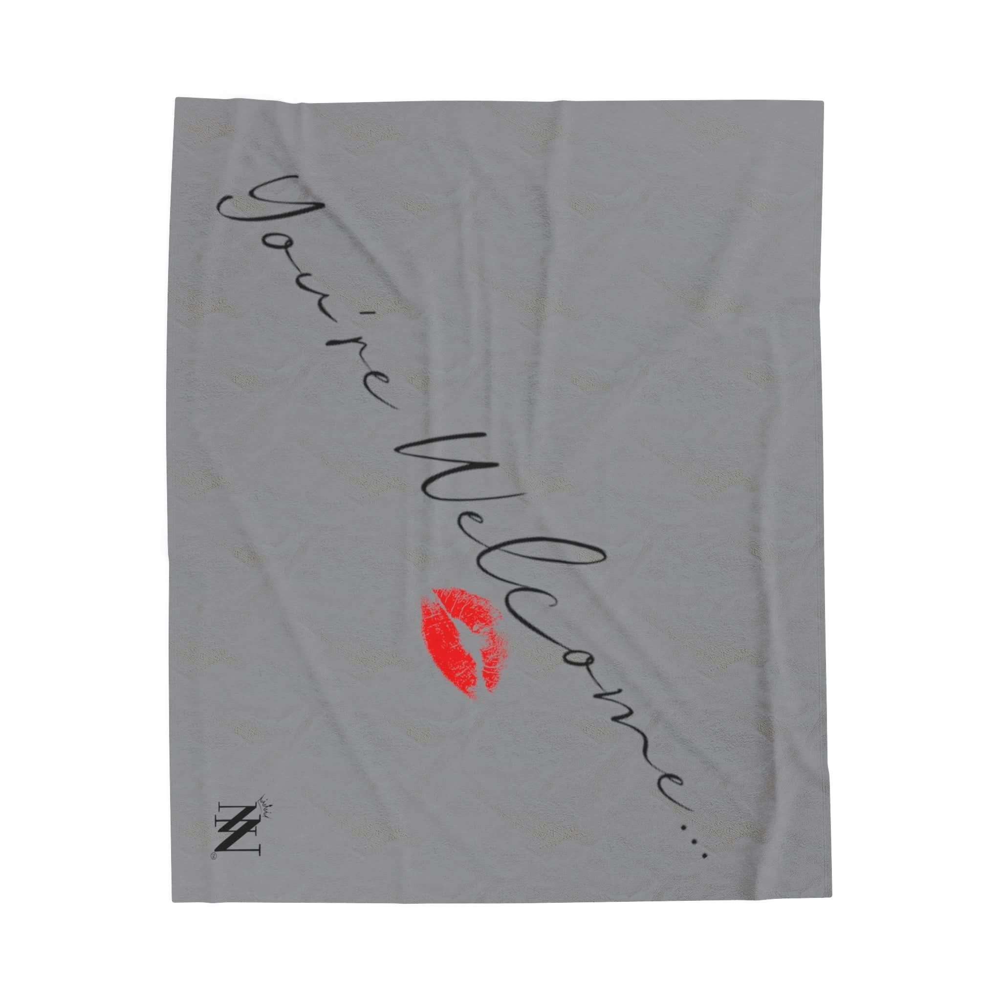 You’re Welcome Kiss Grey | Mix & Match Fun-Flirty Lovers’ Blankets