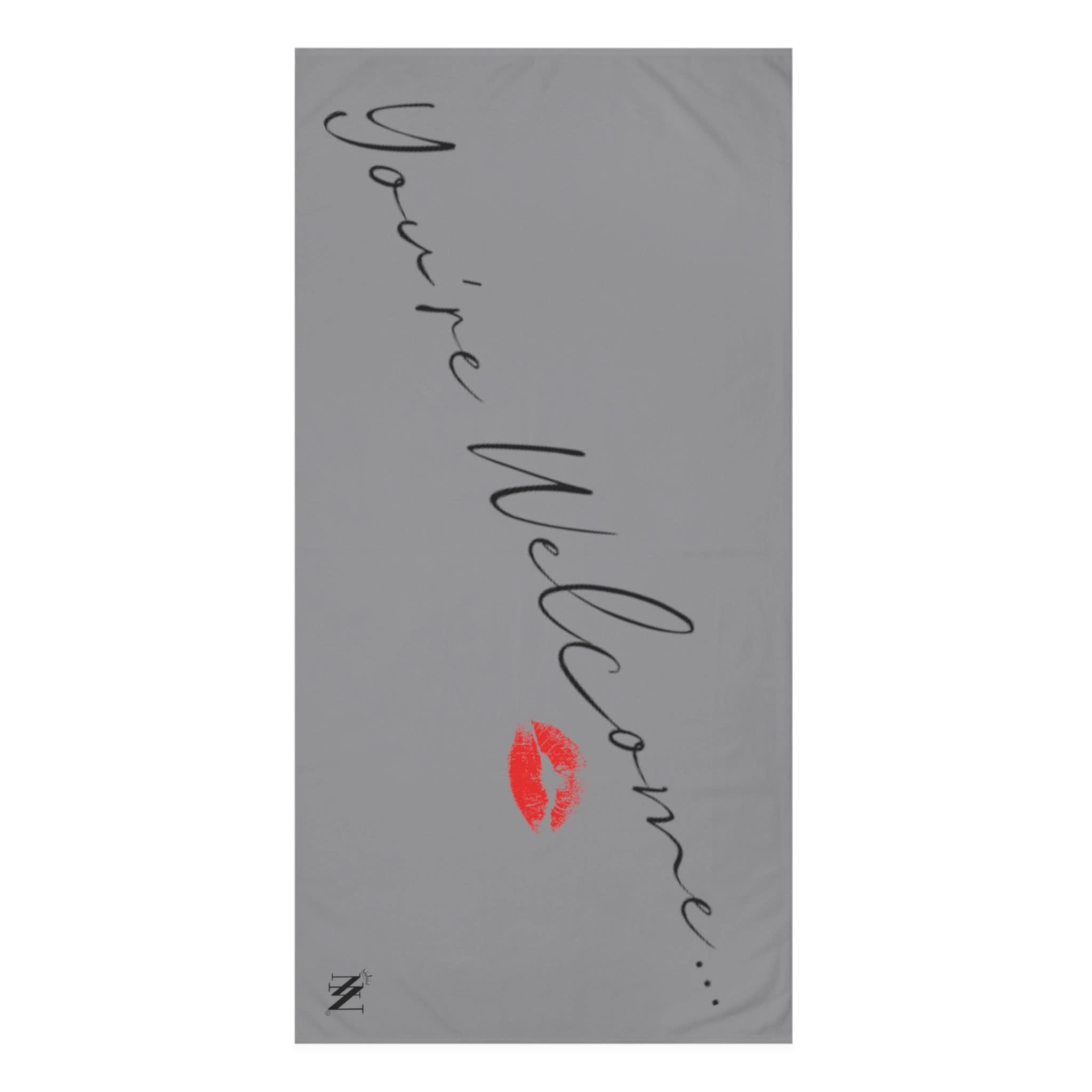 You’re Welcome Kiss Grey | Mix & Match Naughty XL Fun-Flirty Lovers’ Towels