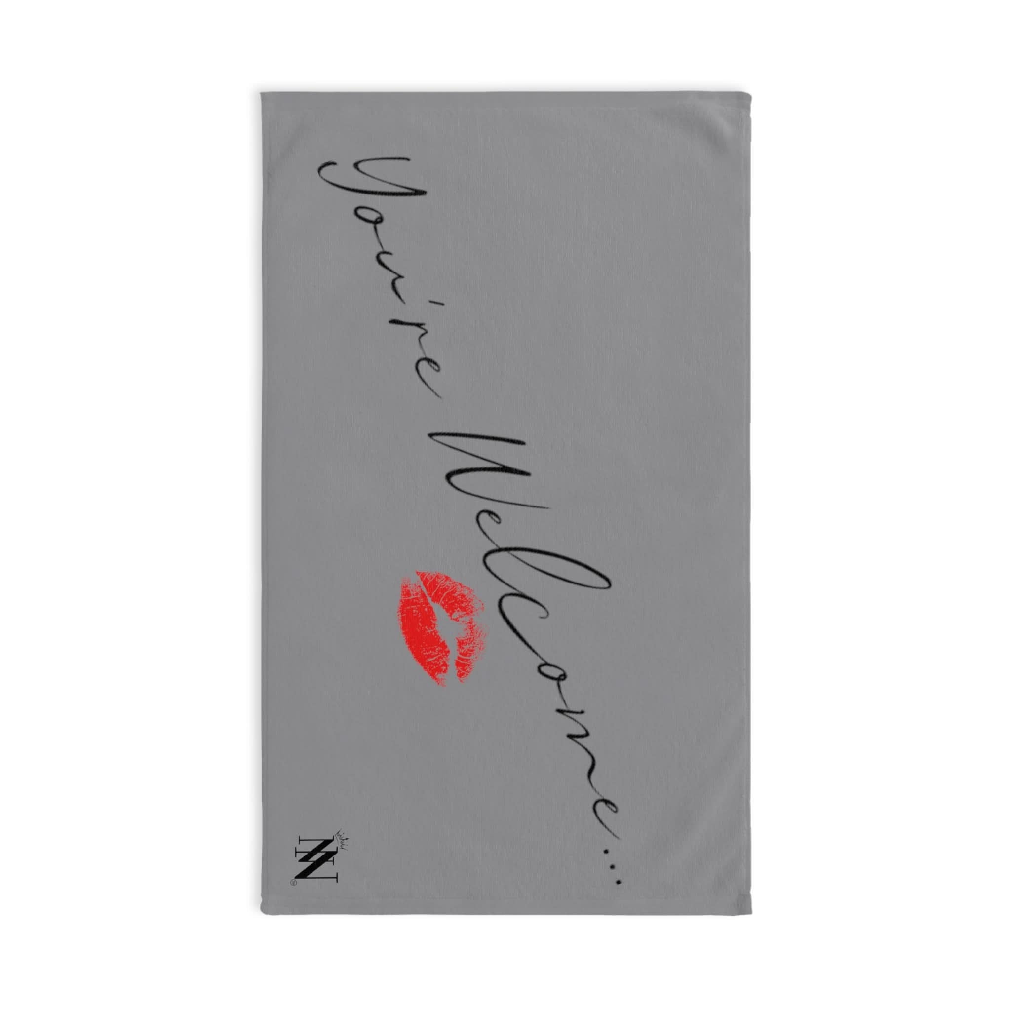 You’re Welcome Kiss Grey | Mix & Match Original Fun-Flirty Lovers’ Towels